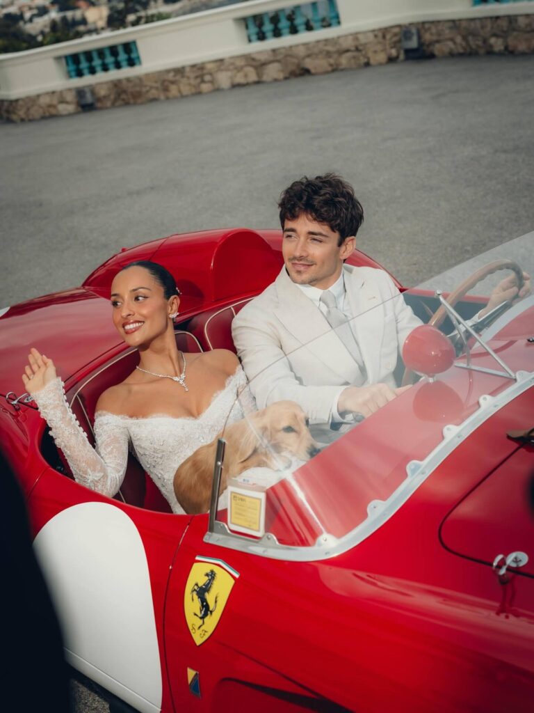 Charles Leclerc et Alexandra Saint Mleux le jour de leur mariage